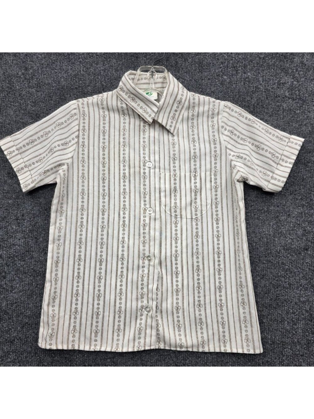 Vintage 80s Size 7 Girl Scouts Official Uniform Brown Trefoil Stripe Blouse USA